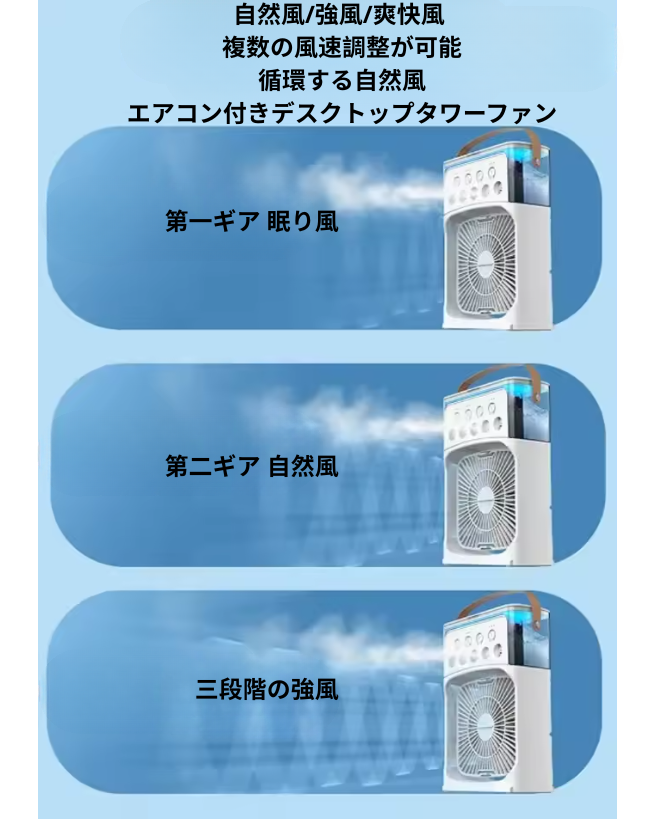 USBミニ卓上扇風機 スプレー機能付き – 静音・冷却・デスク・アウトドア・寮用ポータブルファン
