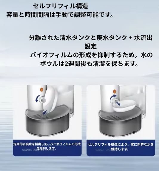 ペット重力排水猫用飲水器💧流れる水♻️充電式自動給水器🐱犬用飲水器🐶