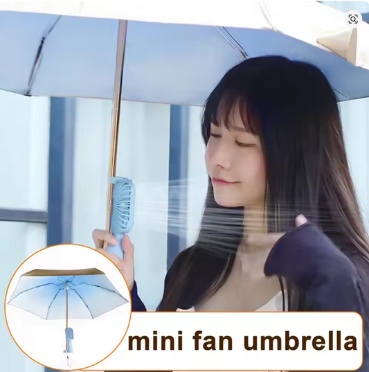 美しさと機能性を兼ね備えたミニファン付き日傘🌸 超軽量・折りたたみ式｜UVカット＆日差し対策もこれ一本で